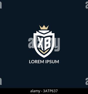 Initial letter XB shield and crown logo style, esport team logo design inspiration vector graphic Stock Vector