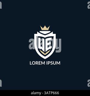 Initial letter WE shield and crown logo style, esport team logo design inspiration vector graphic Stock Vector