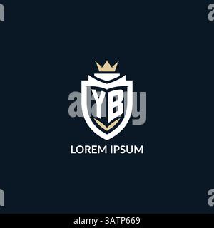 Initial letter YB shield and crown logo style, esport team logo design inspiration vector graphic Stock Vector