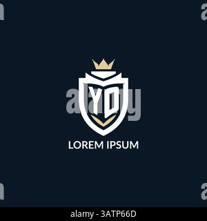 Initial letter YO shield and crown logo style, esport team logo design inspiration vector graphic Stock Vector