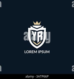 Initial letter YR shield and crown logo style, esport team logo design inspiration vector graphic Stock Vector