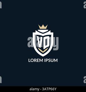 Initial letter VO shield and crown logo style, esport team logo design inspiration vector graphic Stock Vector