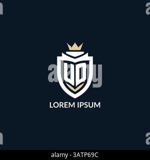 Initial letter UD shield and crown logo style, esport team logo design inspiration vector graphic Stock Vector