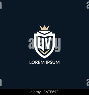 Initial letter WV shield and crown logo style, esport team logo design inspiration vector graphic Stock Vector