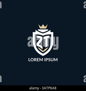 Initial letter ZT shield and crown logo style, esport team logo design inspiration vector graphic Stock Vector