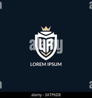 Initial letter WR shield and crown logo style, esport team logo design inspiration vector graphic Stock Vector