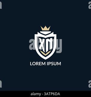 Initial letter XN shield and crown logo style, esport team logo design inspiration vector graphic Stock Vector