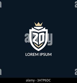 Initial letter ZD shield and crown logo style, esport team logo design inspiration vector graphic Stock Vector