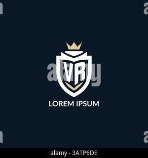 Initial letter VR shield and crown logo style, esport team logo design inspiration vector graphic Stock Vector