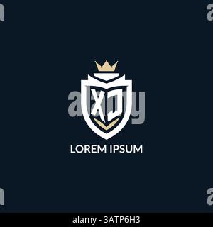 Initial letter XJ shield and crown logo style, esport team logo design inspiration vector graphic Stock Vector