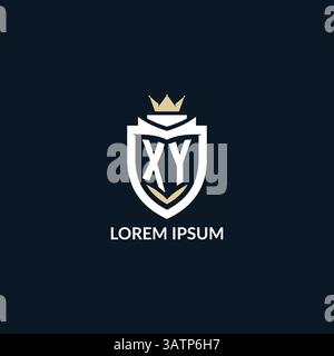 Initial letter XY shield and crown logo style, esport team logo design inspiration vector graphic Stock Vector