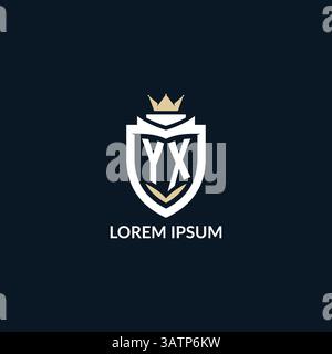 Initial letter YX shield and crown logo style, esport team logo design inspiration vector graphic Stock Vector