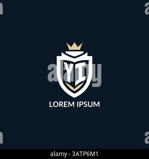 Initial letter YI shield and crown logo style, esport team logo design inspiration vector graphic Stock Vector