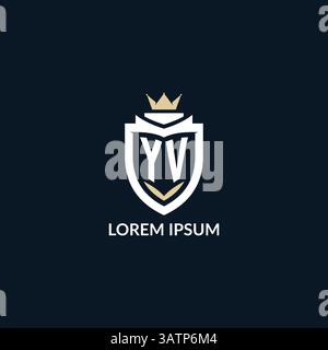 Initial letter YV shield and crown logo style, esport team logo design inspiration vector graphic Stock Vector