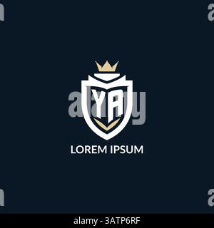 Initial letter YA shield and crown logo style, esport team logo design inspiration vector graphic Stock Vector