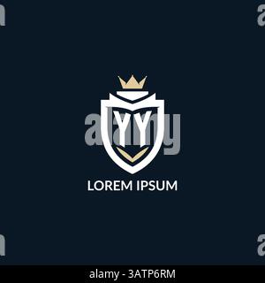 Initial letter YY shield and crown logo style, esport team logo design inspiration vector graphic Stock Vector