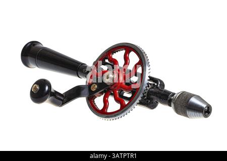 Old hand drill on an isolated background Stock Photo
