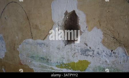 Old wall background wall with peeling paint surface Stock Photo
