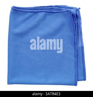 A blue microfiber cleaning towel, over white background Stock Photo