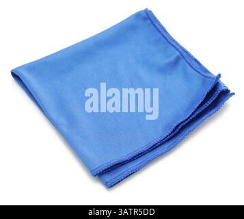 A blue microfiber cleaning towel, over white background Stock Photo