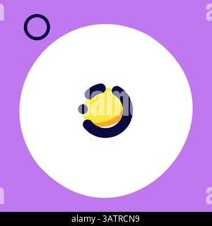 A kawaii sticker with a yellow circle on a purple background. Stock Vector