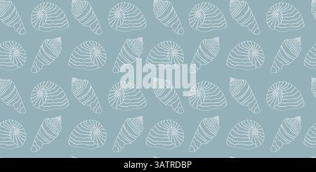 Sea shells, fossils and mollusks seamless pattern Stock Vector