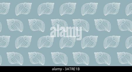 Sea shells, fossils and mollusks seamless pattern Stock Vector