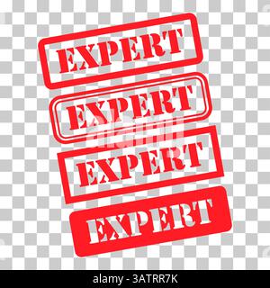 Set of Expert stamp symbol, label sticker sign button, text banner vector illustration . Stock Vector