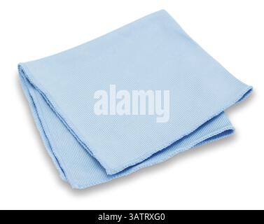 A blue microfiber cleaning towel, over white background Stock Photo