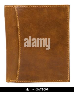 A brown mens leather wallet, isolated over white Stock Photo