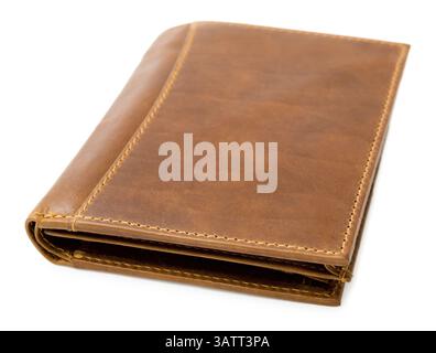 A brown leather wallet, over white background Stock Photo