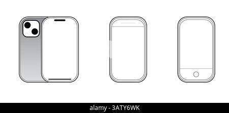 Evolution of Smartphone Designs: Camera, Notch, and Home Button. Stock Vector