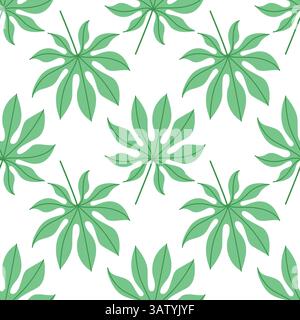 Seamless tropical leaf pattern in flat vector style for summer decoration. Perfect for summer design, packaging, and textile. Clean flat style with Stock Vector