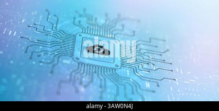 Cloud Enabling Scalable Solutions Illustrated on a Processor. Stock Photo