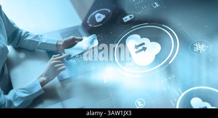 Cloud Computing and Secure Data Storage in Digital Environment. Stock Photo