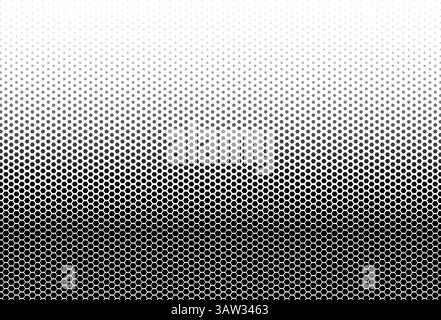 Black dotted square pattern background.on white background. Hexagon dotted halftone gradient texture pattern. Vanishing polka dot background. Repeatin Stock Vector