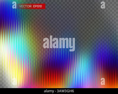 3d glassmorphism transparent glass with iridescent colors. Stock Vector