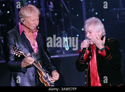 GRAHAM RUSSELL, left, and RUSSELL HITCHCOCK of Air Supply performs Friday, May 27, 2016 at the Orleans Resort in Las Vegas, NV. The Australian soft rock band was formed in 1976. (Credit Image: © Barry Sweet via ZUMA Wire) Stock Photo