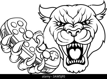 Panther Leopard Cougar Wildcat Gamer Team Mascot Stock Vector