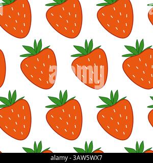 Simple strawberry seamless pattern. Fruity seamless pattern. Stock Vector