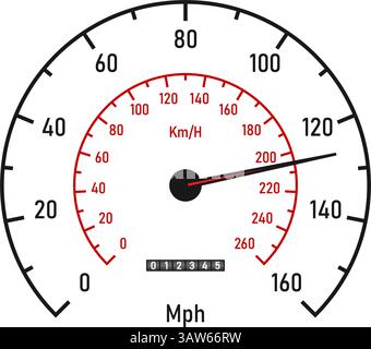Car speedometer with speed scale and kilometer counter. Vector ...