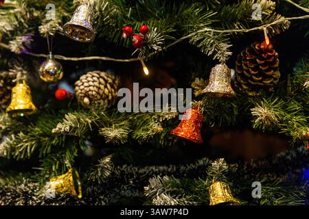 Christmas decorations on a tree Stock Photo