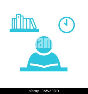 Study time icon. Isolated on white background. From blue icon set Stock Vector