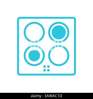 Electric Stove Icon, Isolated on white, From blue icon set Stock Vector