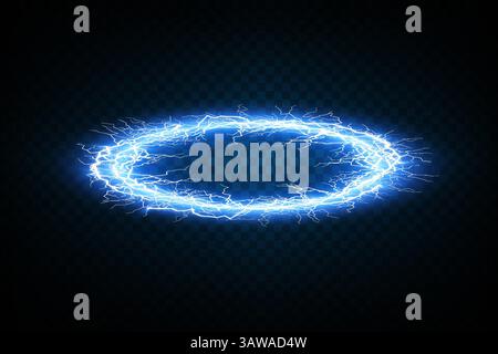 Electric Blue Circle with Sparks A Dynamic Energy Effect Created for Visual Impact in Modern Digital Artwork Stock Vector