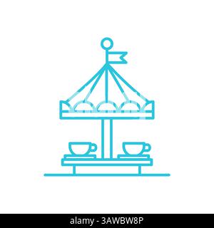 Luna Park Icon. Tea cup ride. Isolated on white background. From blue icon set. Stock Vector