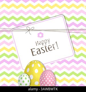 Easter Card with Colorful 3D Eggs Stock Vector