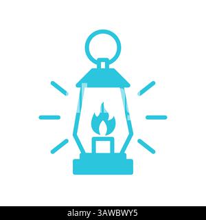 Glow of the Lantern Flame, Blue icon on white background Stock Vector