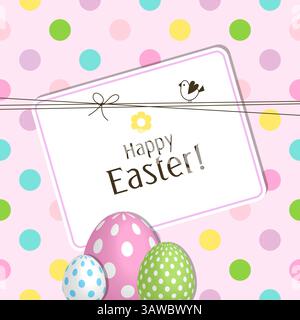 Easter Card with Colorful 3D Eggs Stock Vector