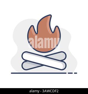 Bonfire vector icon. Camping and Hiking sign. Graph symbol for travel and tourism web site and apps design, logo, app, UI Stock Vector